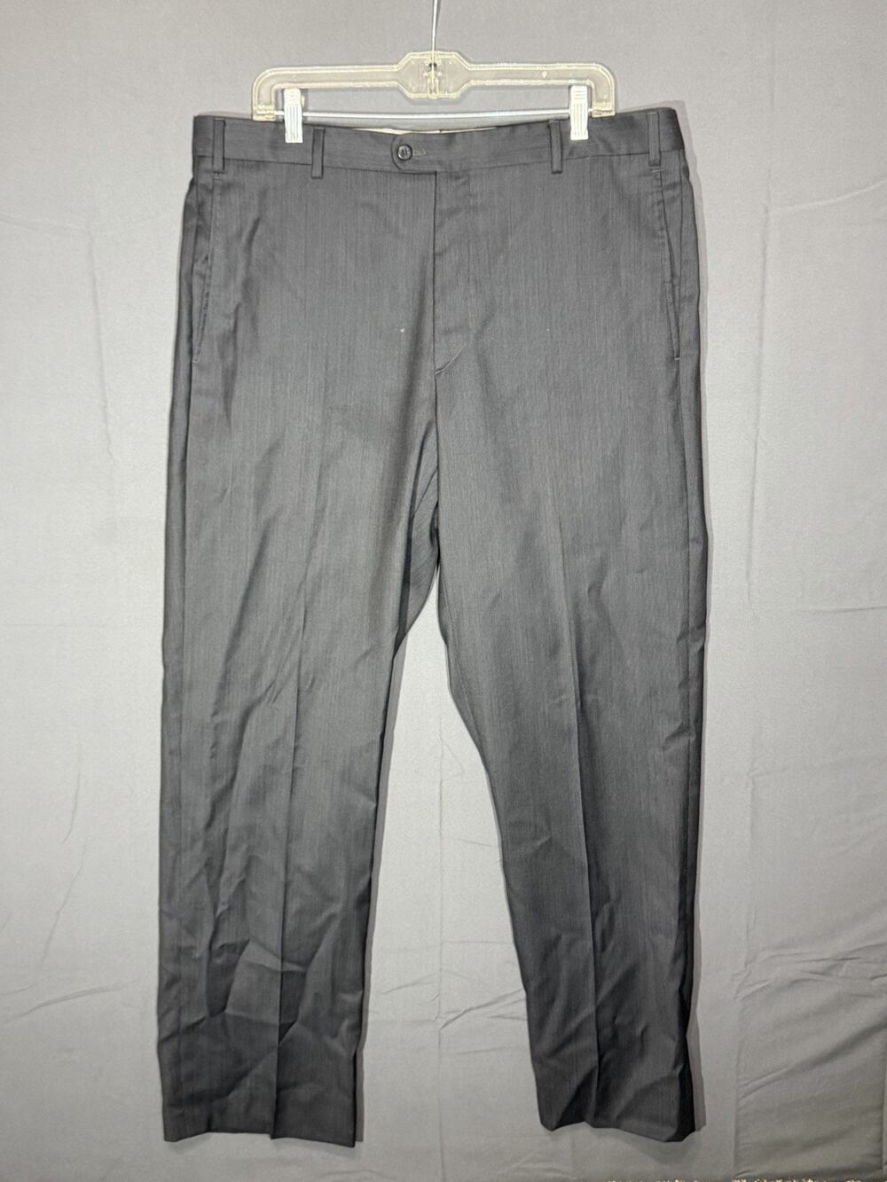 Zanella Todd Pants Mens 38x31 Gray Wool Dress Trousers Flat Front Made Italy